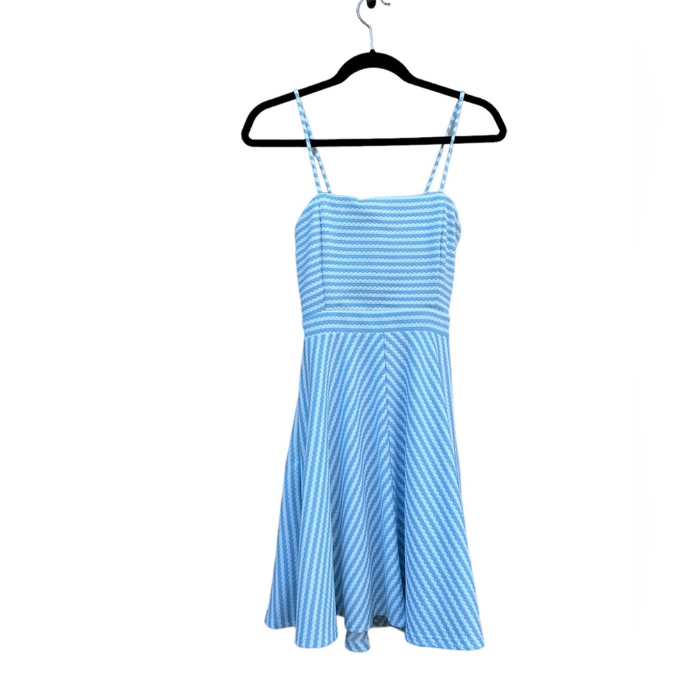Hutch Anthropologie Molly Blue Motif Cut Out Bow Striped Dress NWT XS